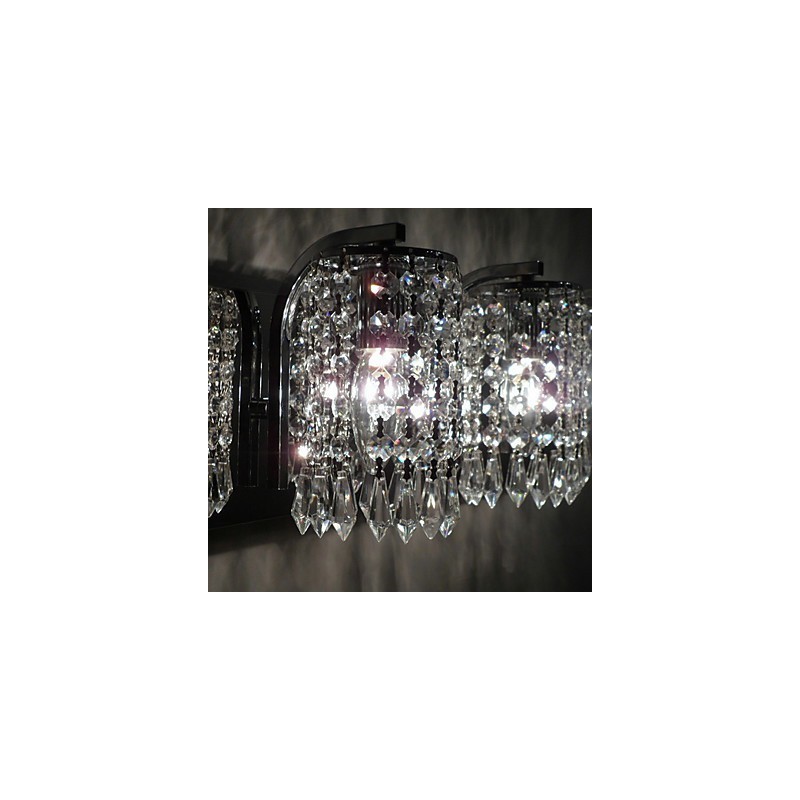 Modern Wall Light with Crystal Pendants and 2 Lights in Polished Chrome