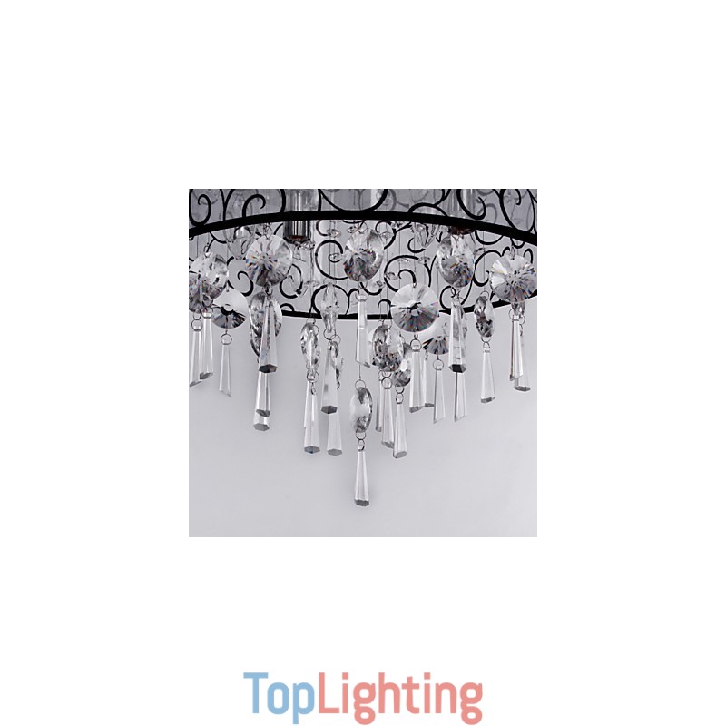 Modern Contemporary Drum Crystal Electroplated Metal Flush Mount