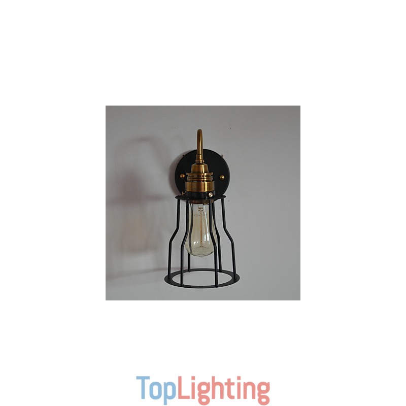 Minimalist Artistic Wall Light with Black Metal Skeleton Shade