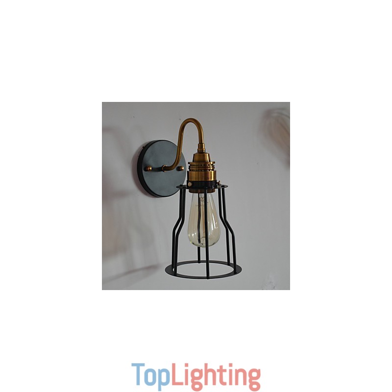Minimalist Artistic Wall Light with Black Metal Skeleton Shade