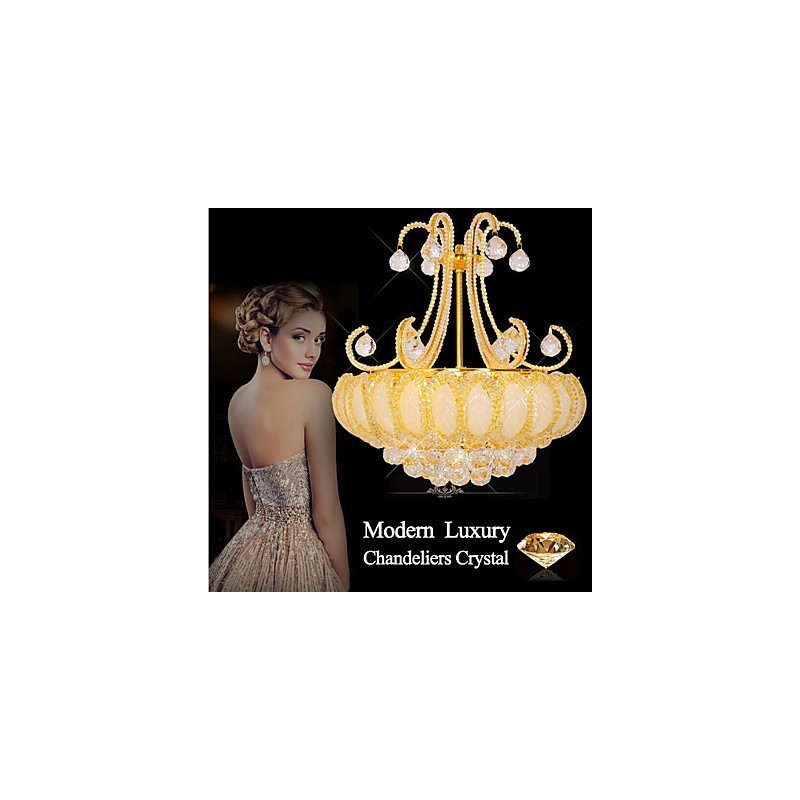 Modern Luxury Chandelier Crystal Pendant Light Diameter 50CM Contains 8 Bulbs