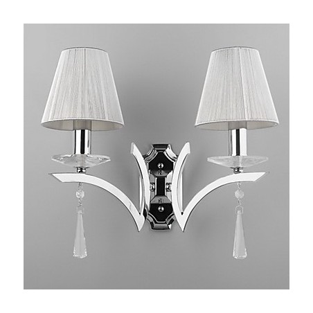Elegant Wall Light with 2 Lights Crystal Drops Decorated Elegant Wall Light with 2 Lights Crystal Drops Decorated