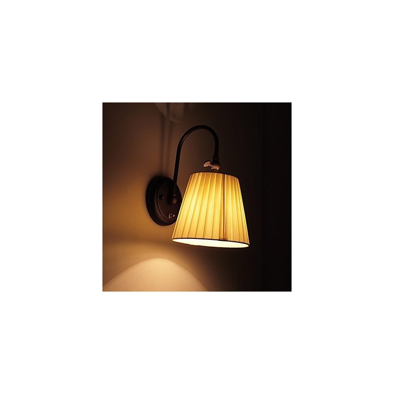 Iron Wall Lamp with Fabric Shade in 1 Light