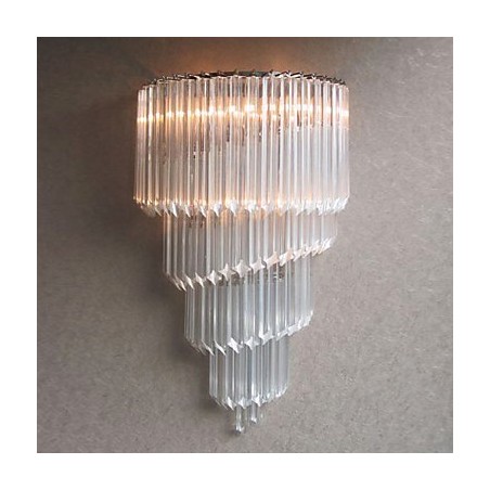 Chrome Finish Wall Light with Crystal Glass Strips and 3 Lights Chrome Finish Wall Light with Crystal Glass Strips and 3 Lights