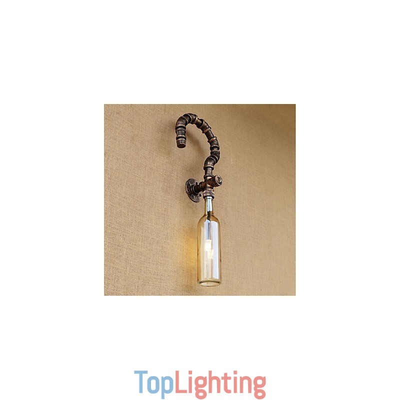 Retro American Village Creative Industry Wind Designer Water Bottle Wall Lamp Wall Light Amber