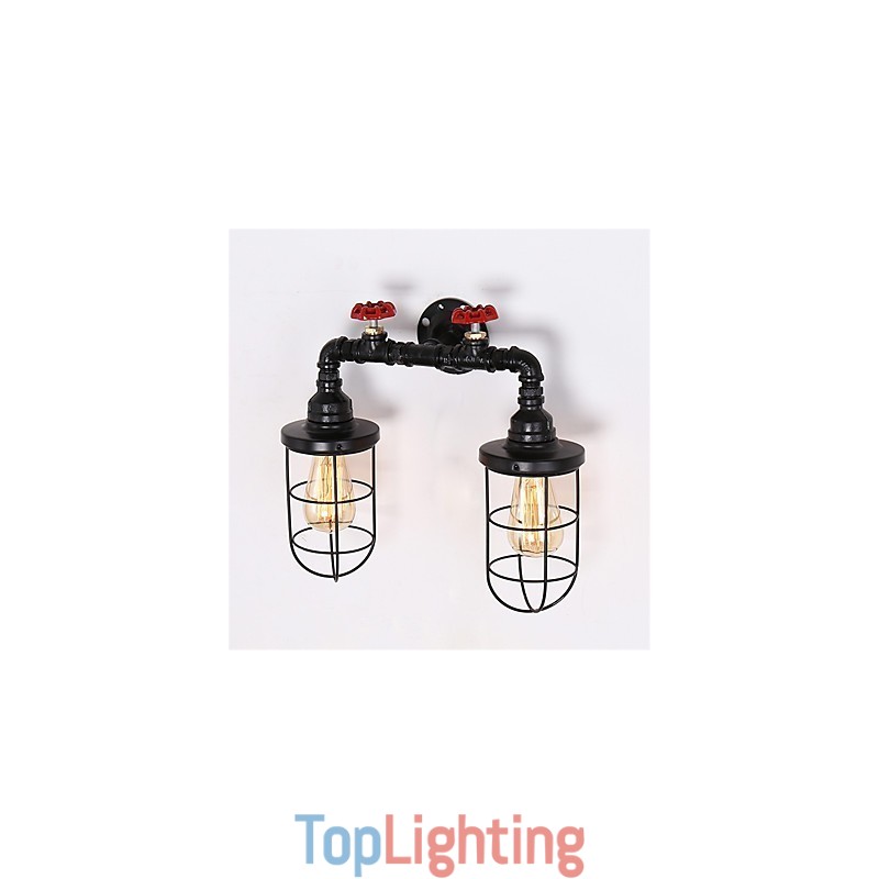 Vintage Industrial Pipe Wall Lights Black Creative Lights Restaurant Cafe Bar Decoration lighting With 2 Light Painted Finish