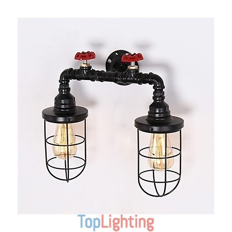 Vintage Industrial Pipe Wall Lights Black Creative Lights Restaurant Cafe Bar Decoration lighting With 2 Light Painted Finish Vintage Industrial Pipe Wall Lights Black Creative Lights Restaurant Cafe Bar Decoration lighting With 2 Light Painted Finish