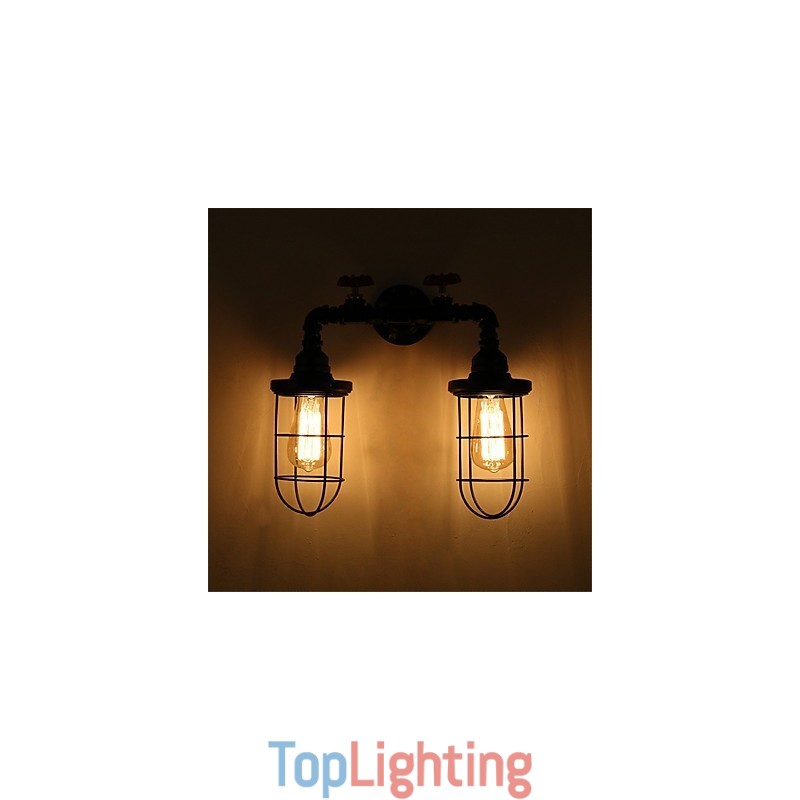 Vintage Industrial Pipe Wall Lights Black Creative Lights Restaurant Cafe Bar Decoration lighting With 2 Light Painted Finish