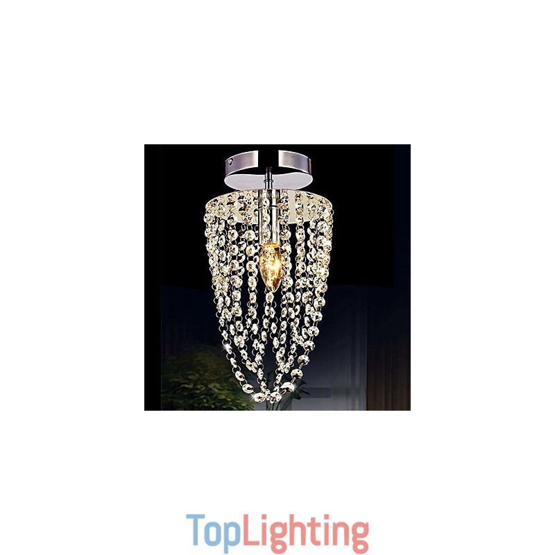 1 Light Chrome Modern K9 Transparent Crystal Chandelier with 1 Bulb