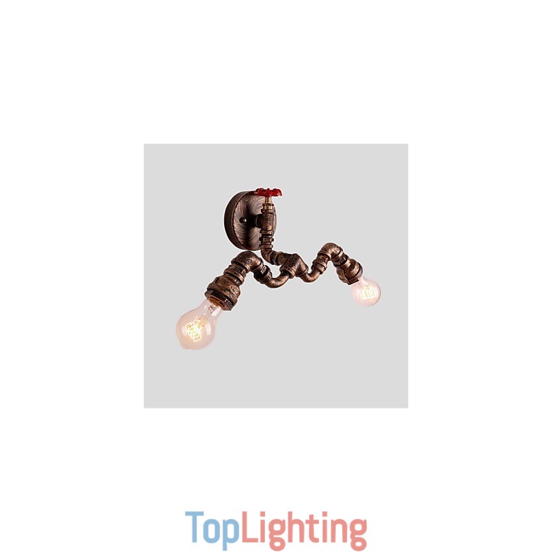 Vintage Industrial Pipe Wall Lights Creative Lights Restaurant Cafe Bar Decoration lighting With 2 Light Painted Finish