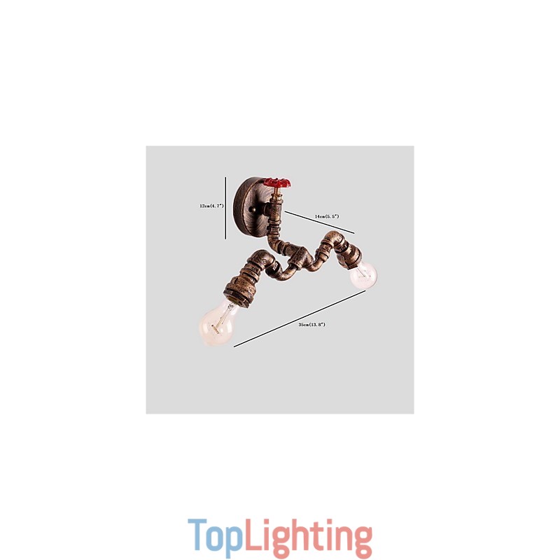 Vintage Industrial Pipe Wall Lights Creative Lights Restaurant Cafe Bar Decoration lighting With 2 Light Painted Finish
