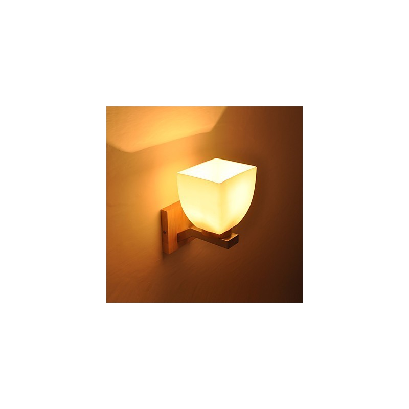 Simple Wall Lamp Bedside Desk Lamp With Glass Shade and Solid Wood for Bedroom Dresser Living Room Baby Room College Dorm Coffee Table Bookcas