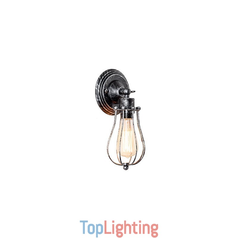Vintage Wall Light Industrial Wall Sconce Black Metal Wire Caged Wall Light