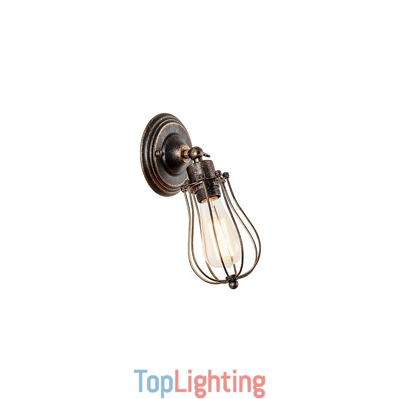 Vintage Wall Light Industrial Wall Sconce Black Metal Wire Caged Wall Light