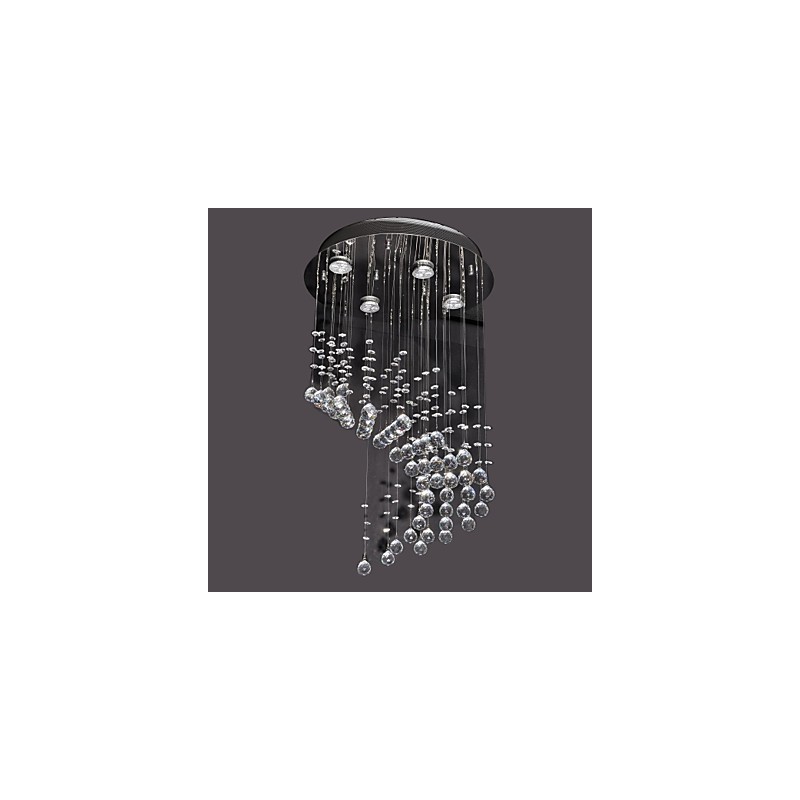 Modern Contemporary Crystal Chrome Metal Flush Mount