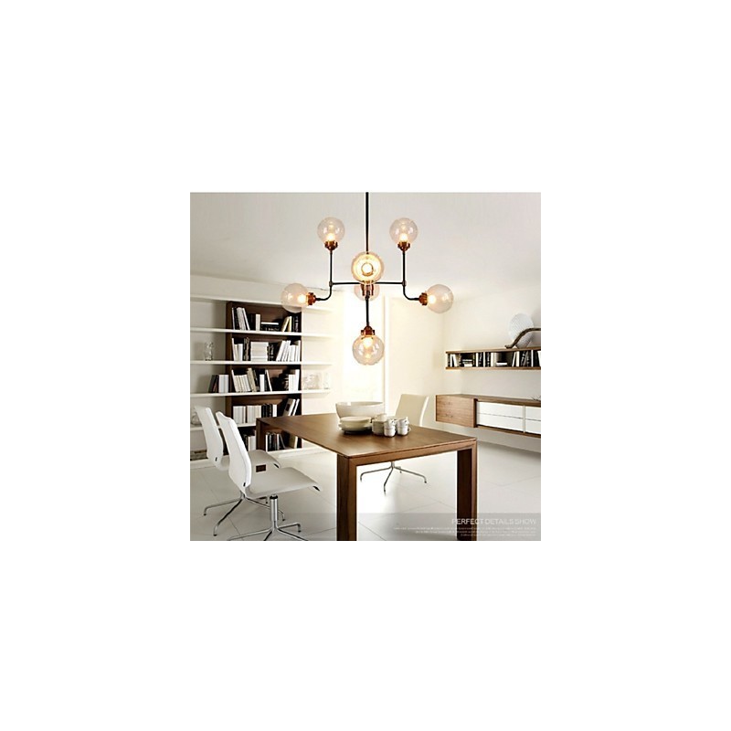 Modern Creative Wrought Iron Chandelier Restoring Ancient Ways Glass Ball Molecular Magic Beans Droplight