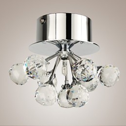 Modern Contemporary Crystal Mini Style Chrome Metal Flush Mount