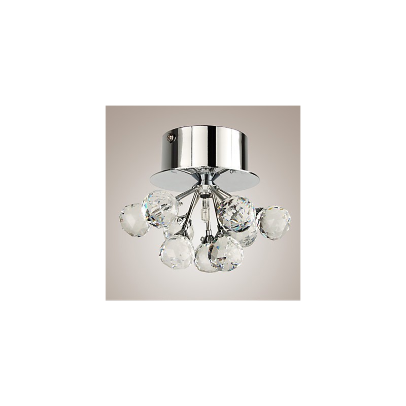 Modern Contemporary Crystal Mini Style Chrome Metal Flush Mount