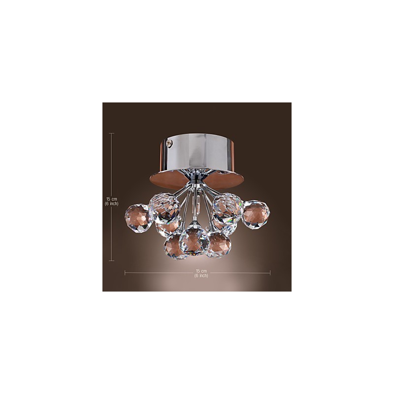 Modern Contemporary Crystal Mini Style Chrome Metal Flush Mount