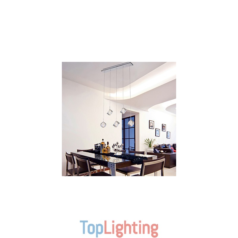 Modern Contemporary Island Crystal Chrome Pendant Light