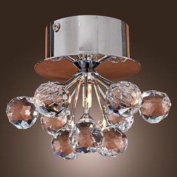 Modern Contemporary Crystal Mini Style Chrome Metal Flush Mount