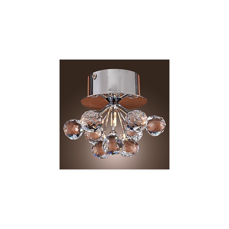 Modern Contemporary Crystal Mini Style Chrome Metal Flush Mount