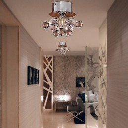 Modern Contemporary Crystal Mini Style Chrome Metal Flush Mount