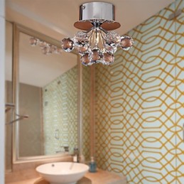Modern Contemporary Crystal Mini Style Chrome Metal Flush Mount