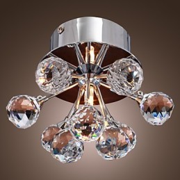 Modern Contemporary Crystal Mini Style Chrome Metal Flush Mount