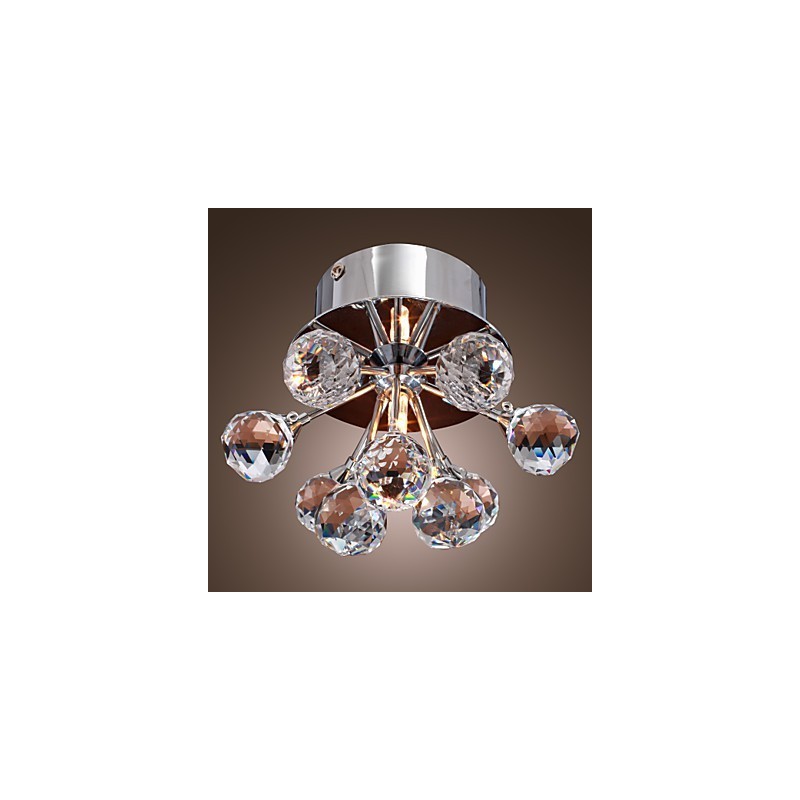 Modern Contemporary Crystal Mini Style Chrome Metal Flush Mount