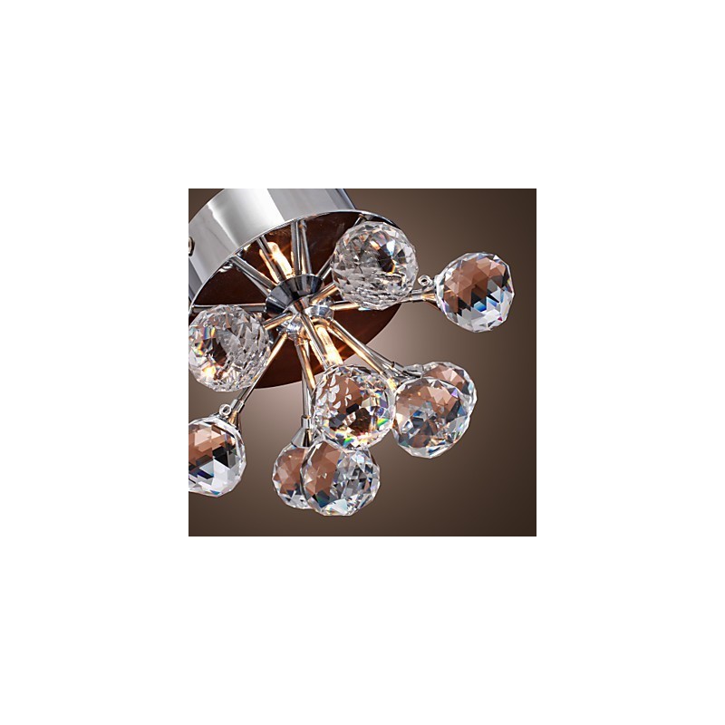 Modern Contemporary Crystal Mini Style Chrome Metal Flush Mount