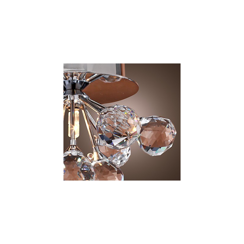 Modern Contemporary Crystal Mini Style Chrome Metal Flush Mount