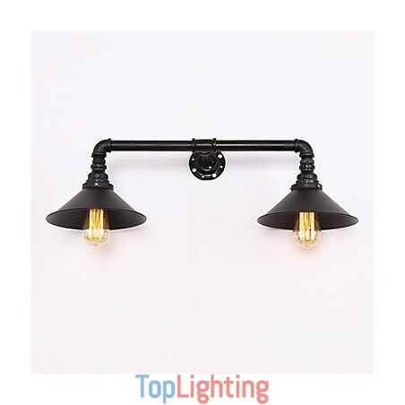 Vintage Industrial Pipe Wall Lights Black Metal Shade Restaurant Cafe Bar Decoration lighting With 2 Light Painted Finish Vintage Industrial Pipe Wall Lights Black Metal Shade Restaurant Cafe Bar Decoration lighting With 2 Light Painted Finish
