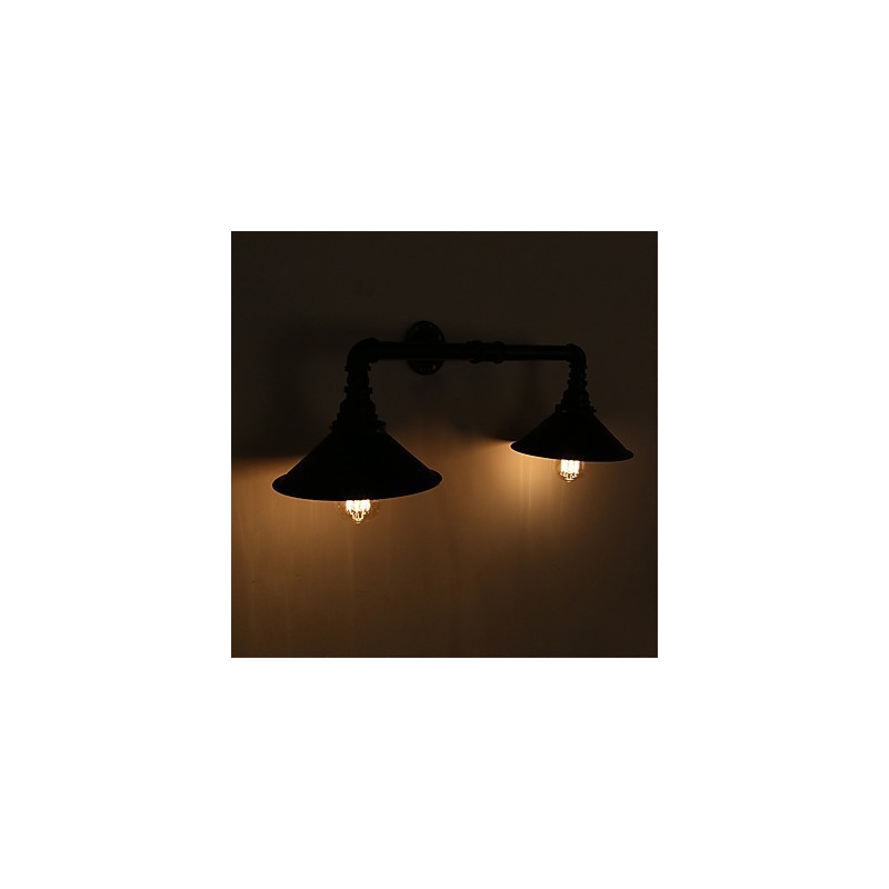 2 Heads Retro Industrial Pipe Wall Lights Simple Loft Black Metal Dining Room Kitchen Bar Cafe Decoration lighting