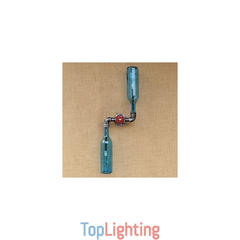 Wrought Iron Loft The Bottle Pipe Bottle Wall Lamp Shelf