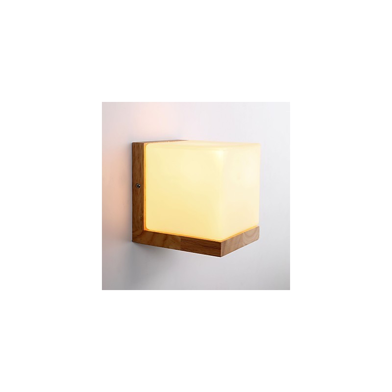 Wood Wall Sconces Glass Shade 110V OR 220V Country Novelty