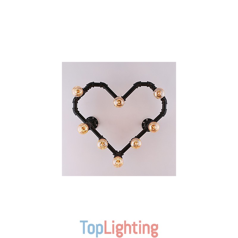 Vintage Water Pipe Loving Heart Creative Wall Lights Industrial Living Room Restaurant Bars Cafe decoration Wall Sconces