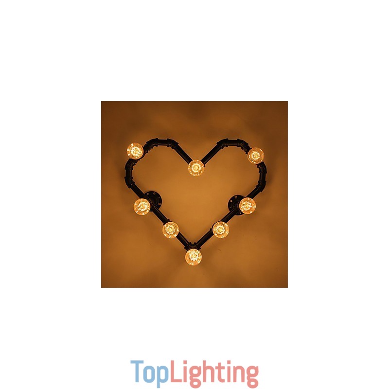 Vintage Water Pipe Loving Heart Creative Wall Lights Industrial Living Room Restaurant Bars Cafe decoration Wall Sconces