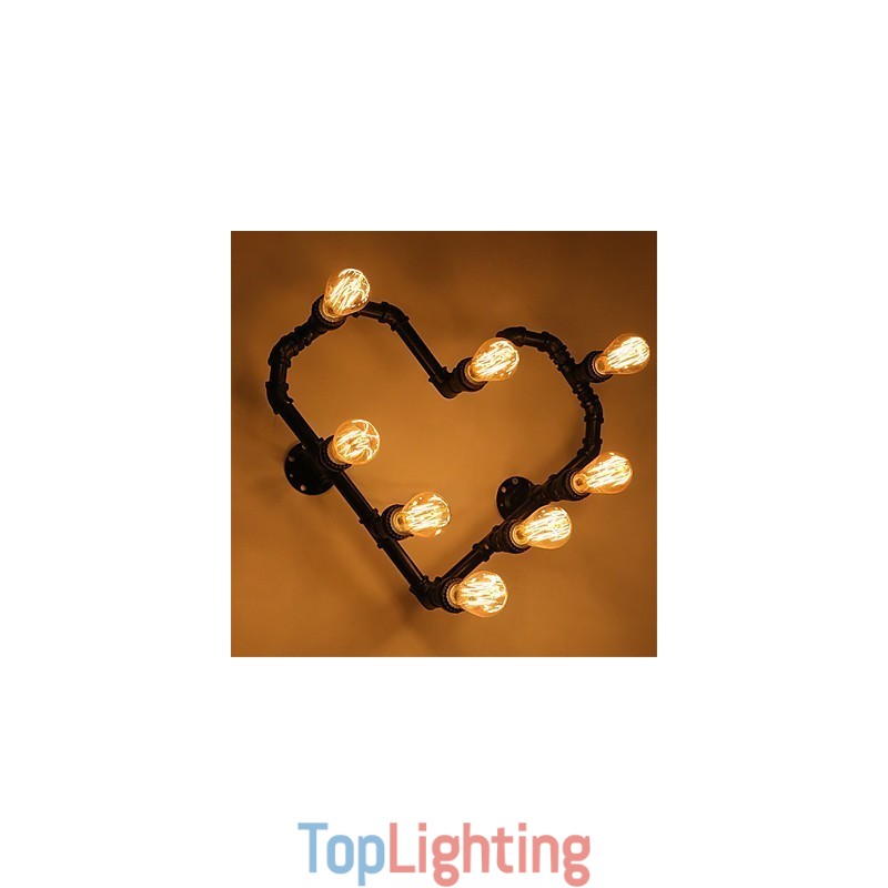 Vintage Water Pipe Loving Heart Creative Wall Lights Industrial Living Room Restaurant Bars Cafe decoration Wall Sconces