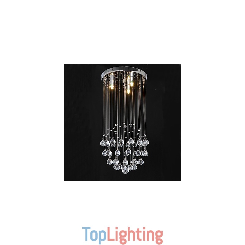 Traditional Classic Crystal Chrome Metal Flush Mount