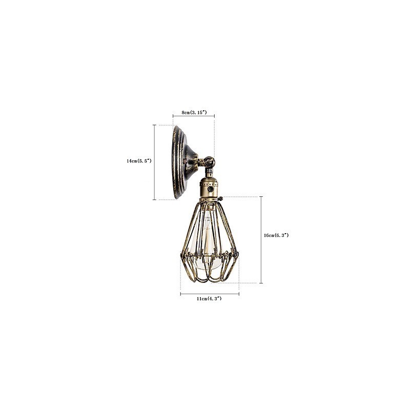 Wall Sconces Vintage Indoor Angle Adjustable Metal Wall Light Retro Wire Cage Wall Lamp