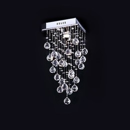 Modern Contemporary Crystal Electroplated Metal Chandelier Flush Mount
