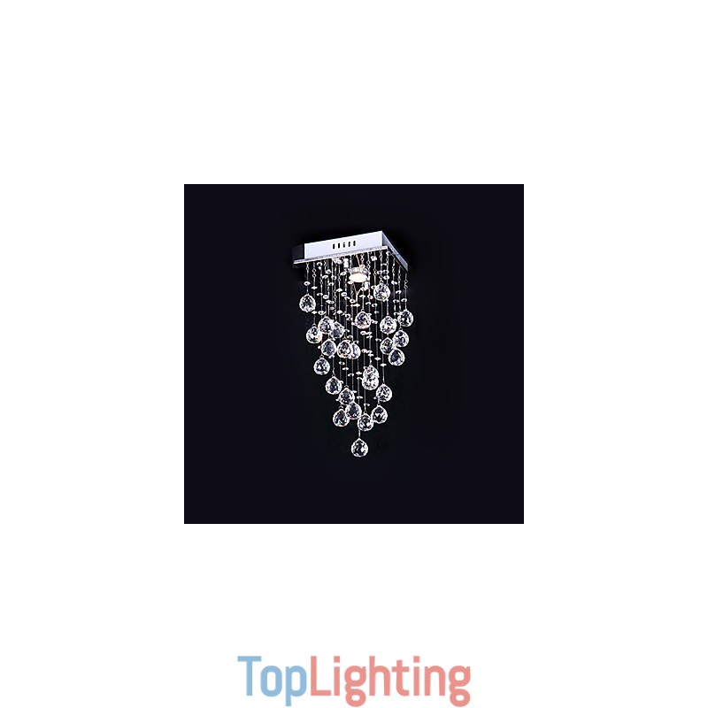 Modern Contemporary Crystal Electroplated Metal Chandelier Flush Mount