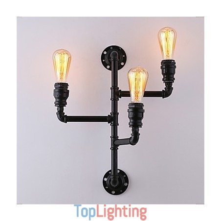 Vintage Industrial Pipe Wall Lights Black Creative Lights Restaurant Cafe Bar Decoration lighting With 3 Light Painted Finish Vintage Industrial Pipe Wall Lights Black Creative Lights Restaurant Cafe Bar Decoration lighting With 3 Light Painted Finish