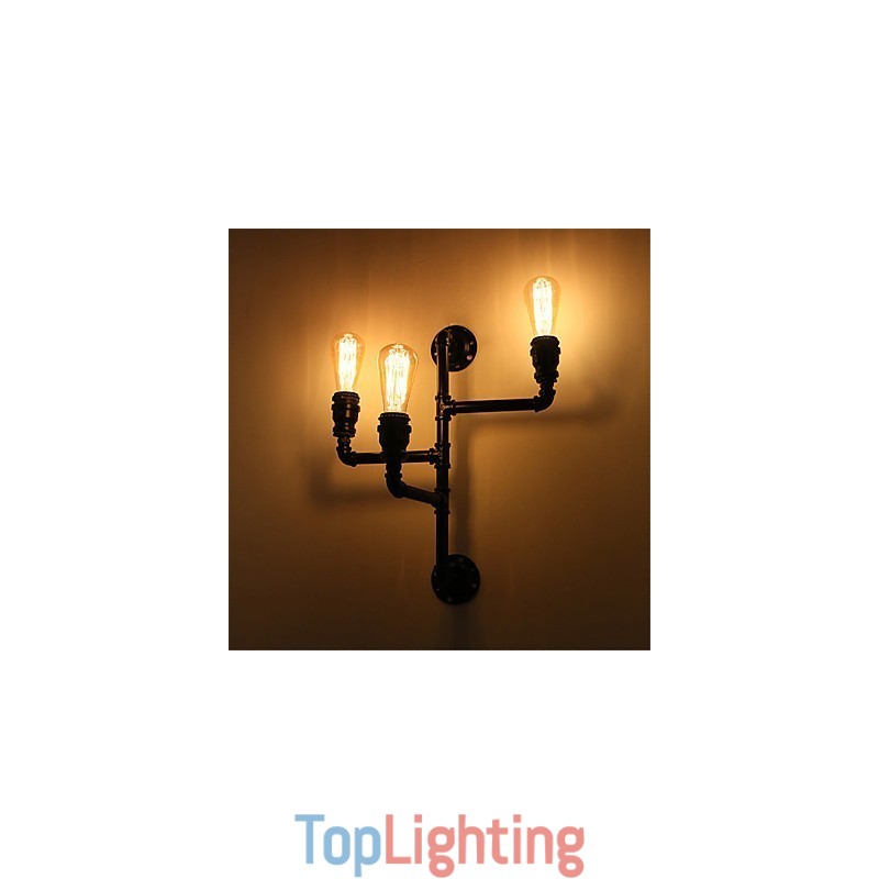 Vintage Industrial Pipe Wall Lights Black Creative Lights Restaurant Cafe Bar Decoration lighting With 3 Light Painted Finish