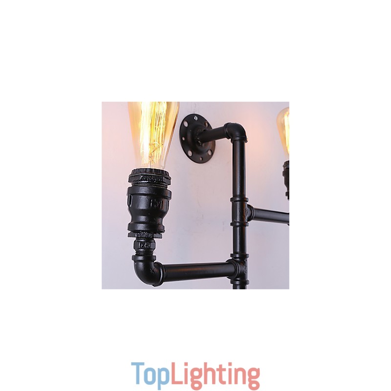 Vintage Industrial Pipe Wall Lights Black Creative Lights Restaurant Cafe Bar Decoration lighting With 3 Light Painted Finish