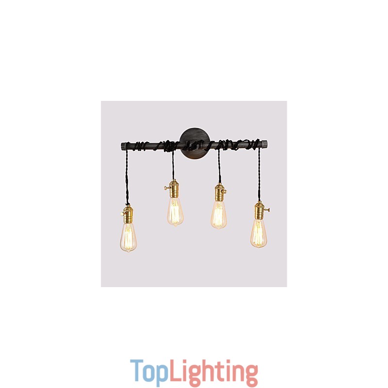 Vintage Industrial Pipe Wall Lights With switch Creative Lights Restaurant Cafe Bar Decoration lighting With 4 Light Painted Finish