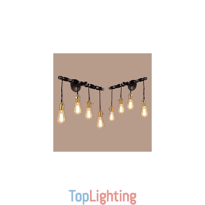 Vintage Industrial Pipe Wall Lights With switch Creative Lights Restaurant Cafe Bar Decoration lighting With 4 Light Painted Finish