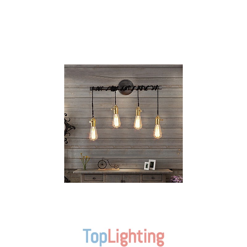 Vintage Industrial Pipe Wall Lights With switch Creative Lights Restaurant Cafe Bar Decoration lighting With 4 Light Painted Finish
