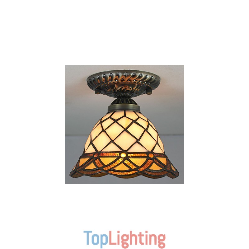 European Rural Creative Arts Stained Glass Absorb Dome Lamp Light